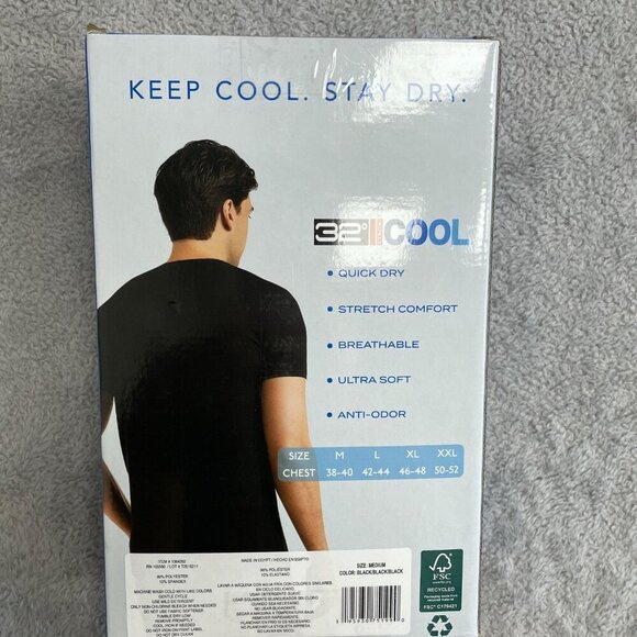 NEW 32 Degrees 3-Pack Men's M  Short Sleeve Crew Neck T-Shirts Black - Picture 3 of 5